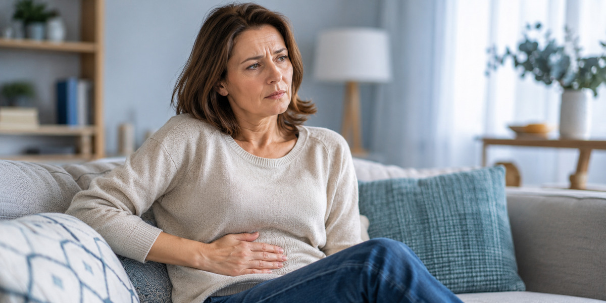 Vrouw met aanhoudende klachten die mogelijke alarmsignalen van kanker herkent